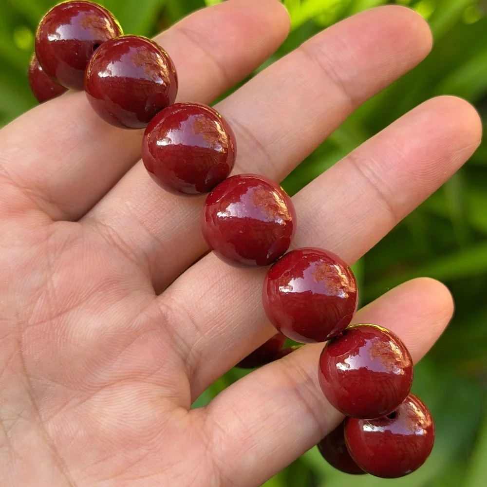 16mm‎ stretchable cinnabar bracelet 0872
